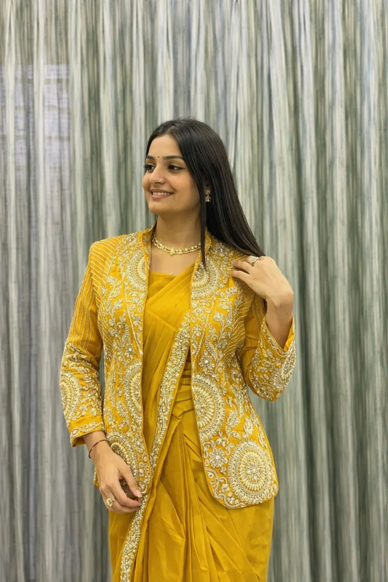 Georgette Saree with Embroidered Jacket