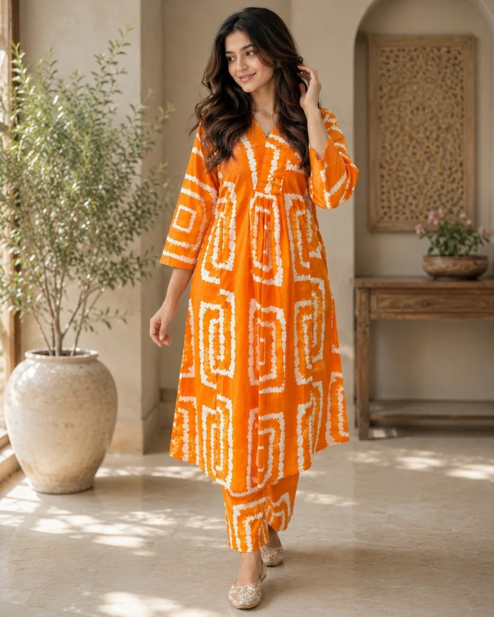 Rayon Digital Print Kurti Set